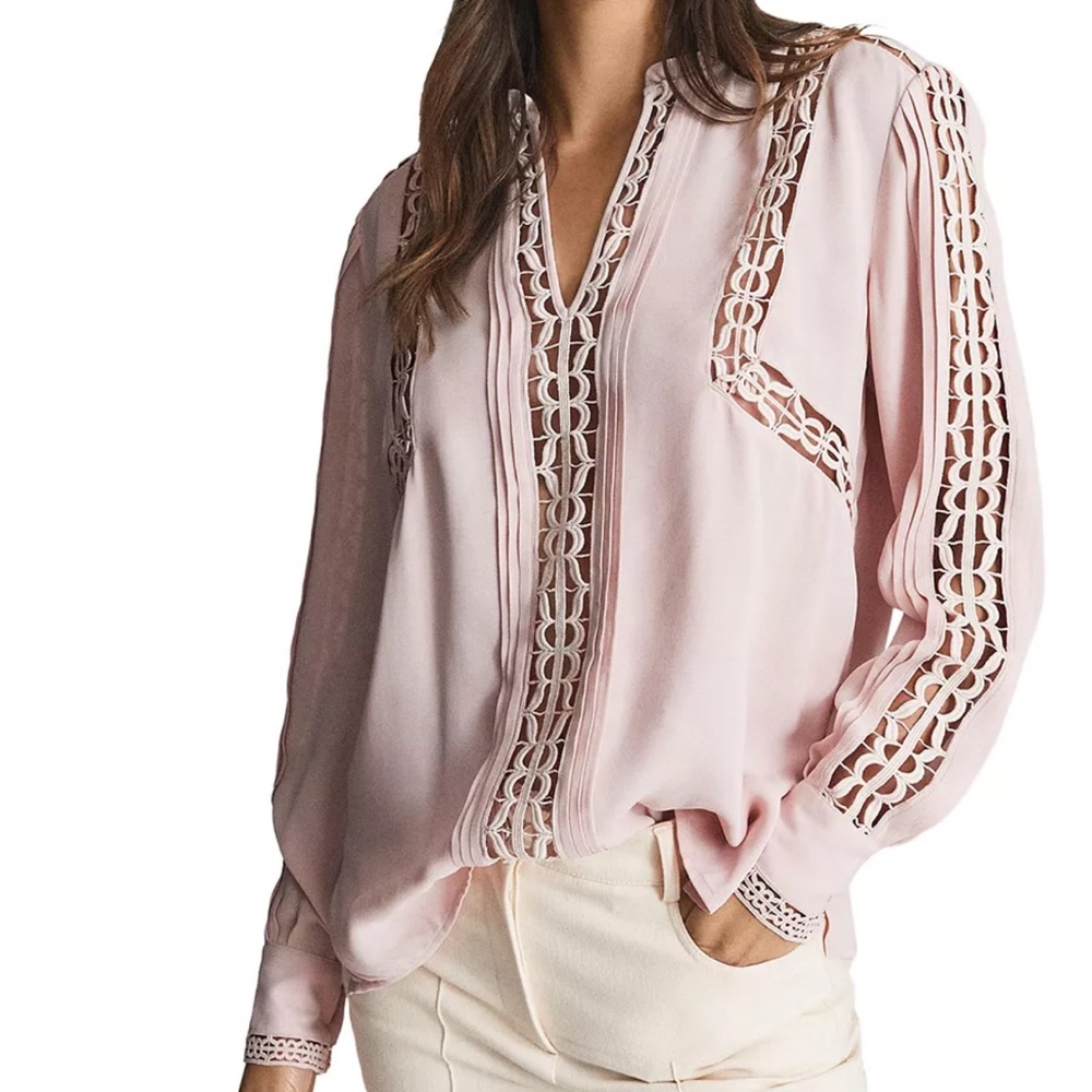 Reiss Freda Nude Long Sleeve Top Size 10 NWT